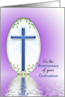 Ordination Anniversary Greeting Card-Blue Cross-Reflection card