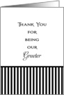 For Wedding Greeter Thank You Card-Black and White Stripes card