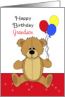 For Grandson Birthday Card with Bear Holding Balloons card