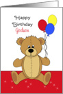 For Godson Birthday Card with Bear Holding Balloons card