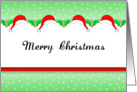 Christmas Greeting Card-Four Red Santa Hats-Merry Christmas card
