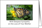 Loss of Mother Sympathy Card-Monarch Butterfly on Flower card