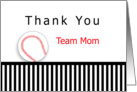 For Baseball Team Mom Thank You Greeting Card with Baseball & Stripes card