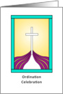 Ordination Party Invitation with Cross and Purple Cloth Design card