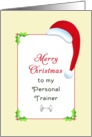 For Personal Trainer / Coach Christmas Card-Santa Hat-Christmas Tree card