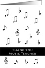 Thank You Music Teacher Greeting Card with Musical Notes card