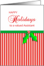 For Assistant-Business Christmas Greeting Card-Happy Holidays-Holly card
