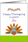 For Son Thanksgiving Greeting Card - Turkey & Leaf Design card