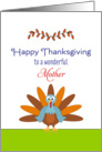 For Mom / For Mother Thanksgiving Greeting Card-Turkey & Leaf Design card