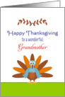 For Grandmother / Grandma Thanksgiving Card-Turkey & Leaf Design card