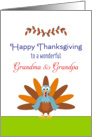 For Grandma & Grandpa Thanksgiving Card-Turkey & Leaf Design card