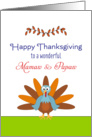 For Mamaw & Papaw Thanksgiving Card-Turkey & Leaf Design card