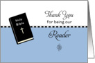 Thank You Card For Being Our Reader-Blue-Cross-Bible card