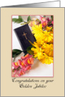 Golden Jubilee Greeting Card-Religious Life-Bible-Flowers card