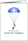 Note of Thanks for Music DJ Greeting Card-Parachute and Musical Note card