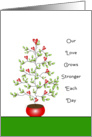 Love Card with Tree filled with Hearts in Red Pot card