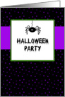 Halloween Party Invitation Card with Spider card