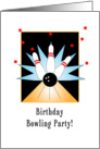 Bowling Birthday Party Invitation - Bowling Pins-Bowling Ball-Stars card
