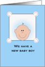 New Baby Boy Birth Announcement Greeting Card-Baby and Baseballs card