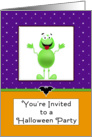 Halloween Party Invitation with Green Gremlin card
