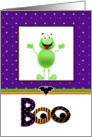 General Halloween Card with Green Gremlin, Bat and Boo card