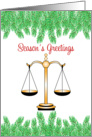 From Law Firm Christmas Card-Scales of Justice-Evergreen Branches card