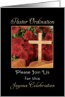 For Pastor Ordination Party Invitation Greeting Card - Mums, Cross, card