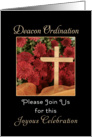 For Deacon Ordination Invitation Greeting Card, Mums, Cross, card