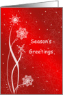 Christmas Card with Snowflakes-Red Background-Season’s Greetings card