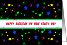 Happy Birthday on New Year’s Day Greeting Card with Star Look card