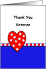 Veterans Day Thank You Card -Patriotic Heart-Appreciation card