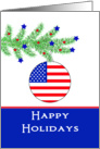 Patriotic Christmas Card-Christmas Ornament on Branch card