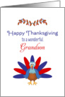 For Deployed GrandsonThanksgiving Greeting Card-Patriotic Turkey card