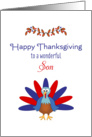 For Son Thanksgiving Greeting Card-Deployed Son-Patriotic Turkey card