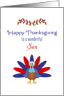 For Son Thanksgiving Greeting Card-Deployed Son-Patriotic Turkey card