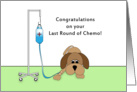 Last Round of Chemo Greeting Card-Sad Dog with IV-Encouragement card