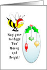 Honey Bees Christmas Card-Bee Merry and Bright-Ornaments-Santa Hat card