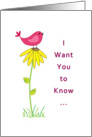 Encouragement Card for Cancer Patient-I am Here For You-Bird & Flower card