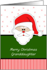 Merry Christmas Greeting Card for Granddaughter-Santa Claus Face card