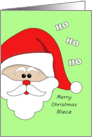 Niece Merry Christmas Greeting Card-Santa Claus Head-Ho Ho Ho card