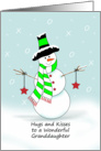 For Granddaughter Christmas Greeting Card-Snowman-Stars-Grand Daughter card