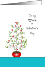 For Wife on Valentine’s Day Greeting Card, Tree with Hearts card