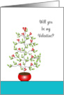 Be My Valentine-Happy Valentine’s Day Greeting Card-Tree with Hearts card