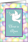 Religious Easter Card with White Dove-Christ is Risen-Easter Eggs card