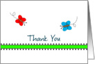 For Employee-Business Thank You Greeting Card -Red-Blue-Butterflies card