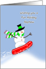For Nephew Merry Christmas Greeting Card Snowboarding Snowman card