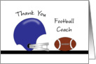 For Football Coach Thank You Greeting Card-Football and Helmet card