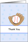 Baseball Themed Thank You Greeting Card, Baseball and Mitt card