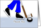 Hockey Themed Thank You Greeting Card - Hockey Stick and Puck card