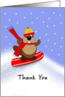 Snowboarding Thank You Greeting Card-Groundhog-Snow Board-Snow Scene card